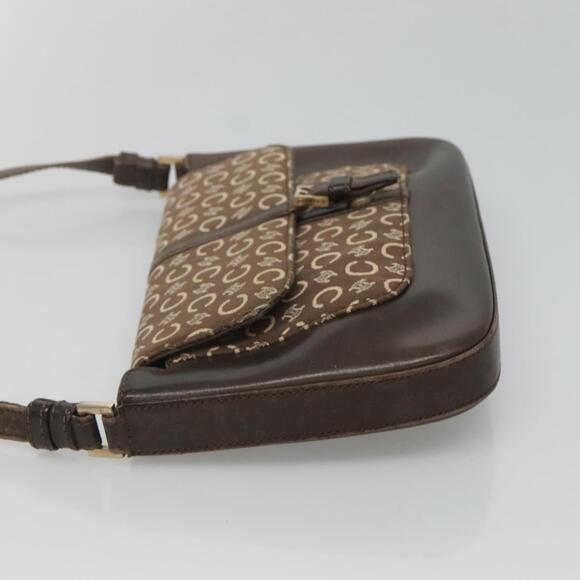 CELINE C Macadam Canvas Shoulder Bag Brown Gold - Picture 5 of 12